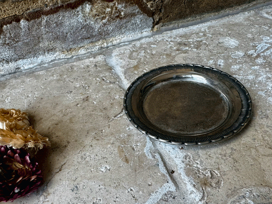 vintage french decorative silver plated wine bottle tray holder trinket jewellery dish