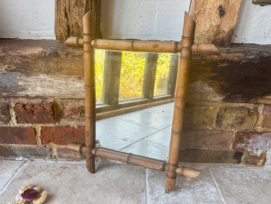 vintage french chinoiserie faux bamboo art deco french wooden framed mirror