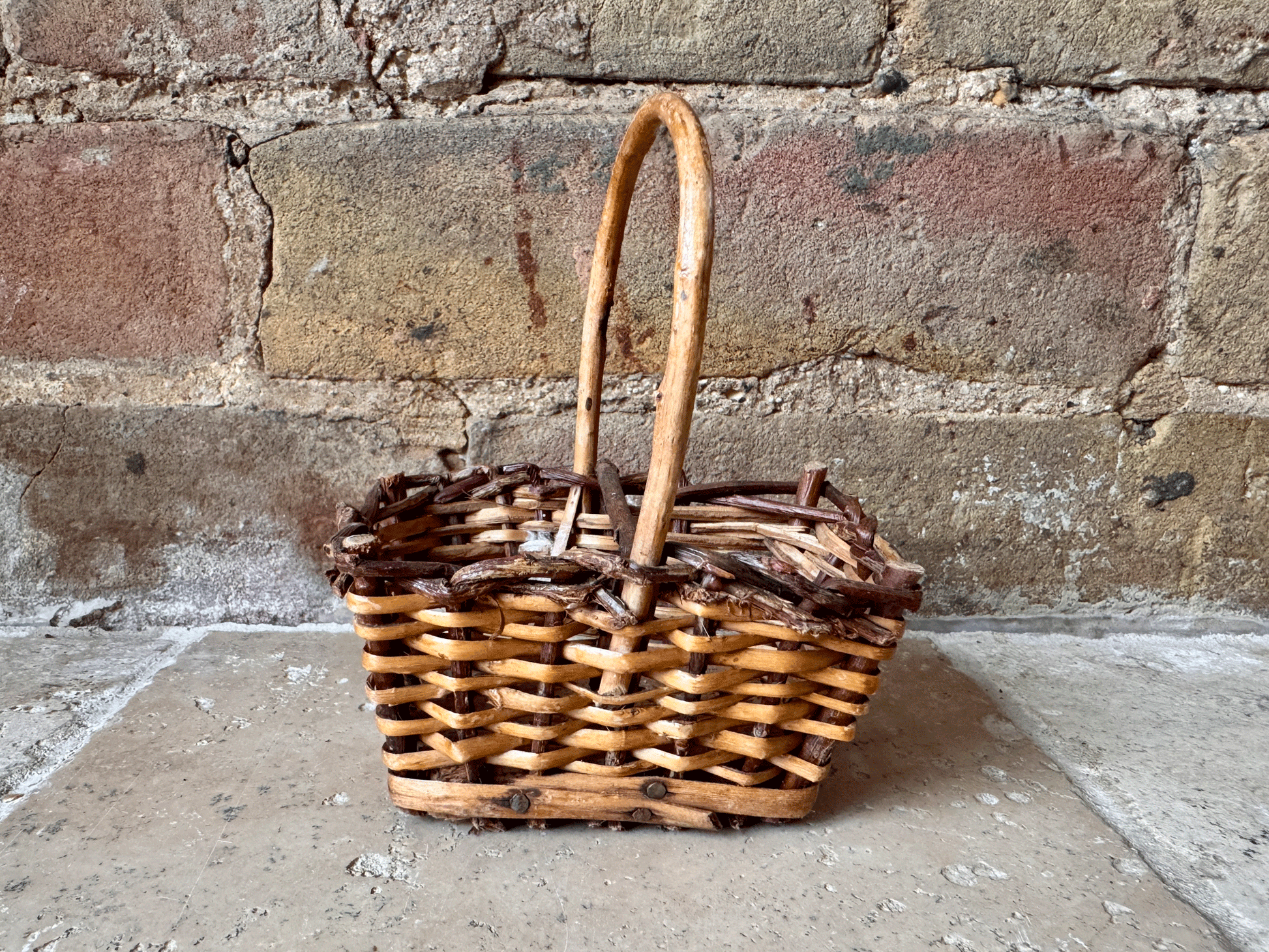 vintage french decorative miniature wicker basket dolls prop dried flowers