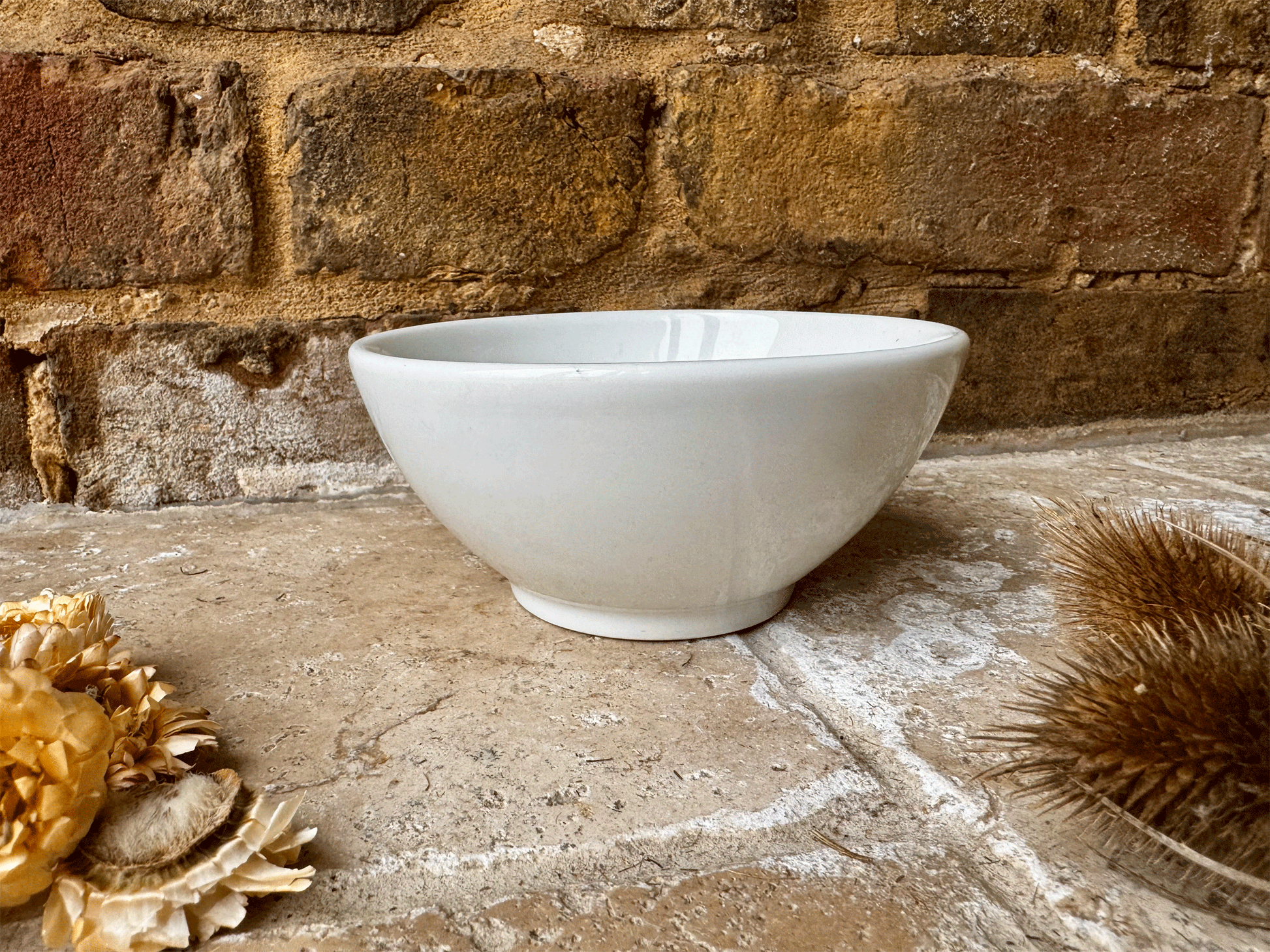 antique french white ironstone small cafe au lait bowl frugieres limoges aluminite