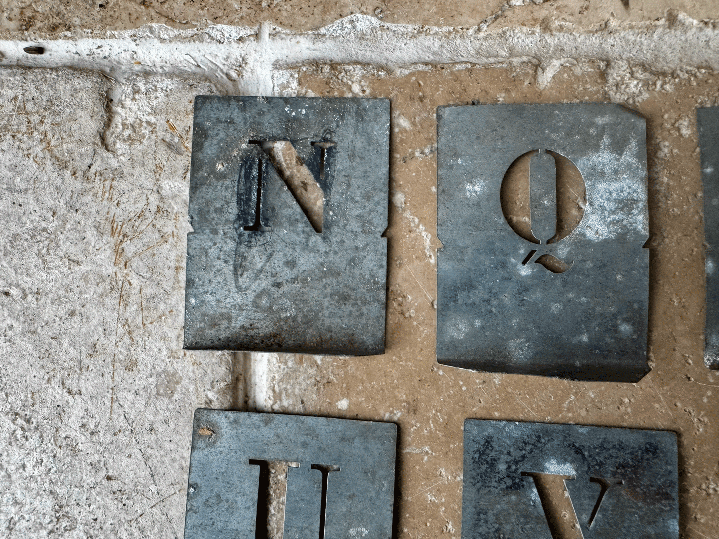 vintage french small tin stencil alphabet initial ampersand