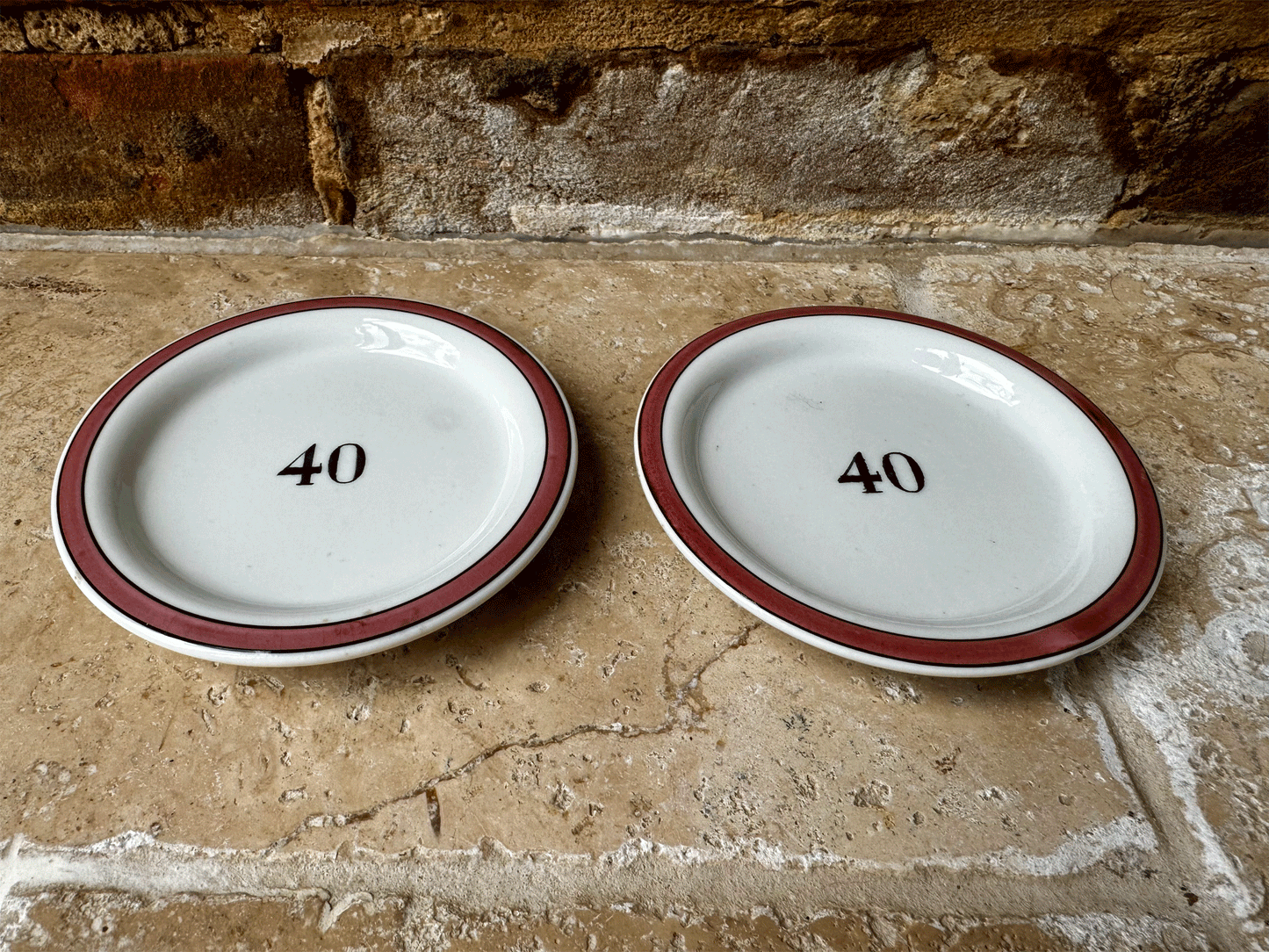 vintage french mehun number 40 ironstone cafe tip price plate dish