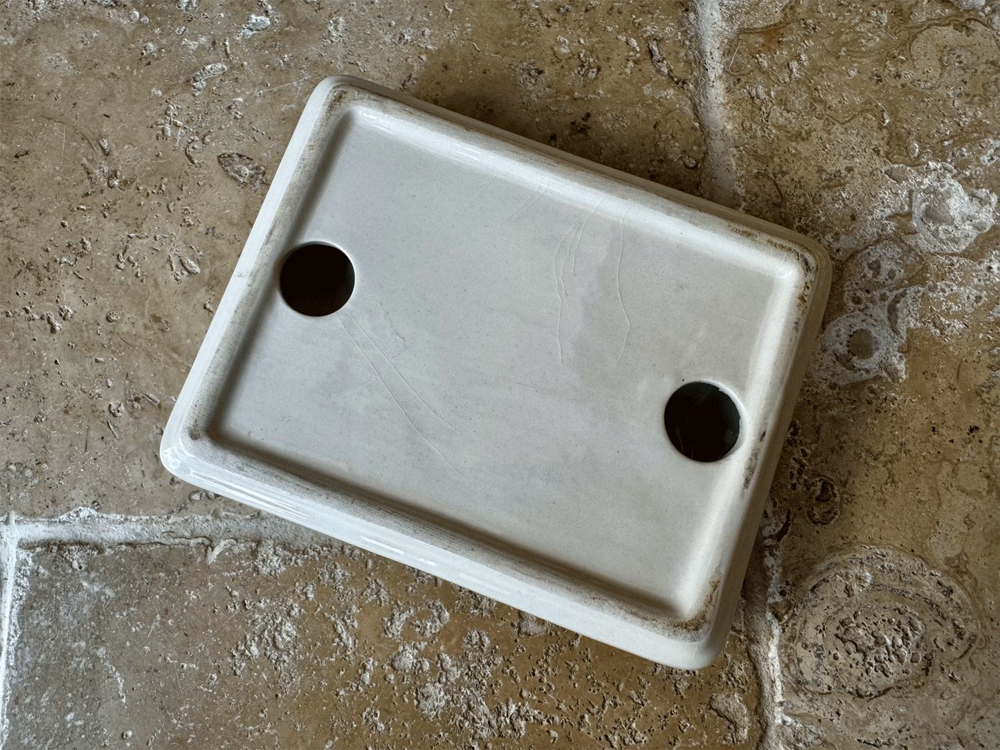 small vintage french white ironstone egg tray rack