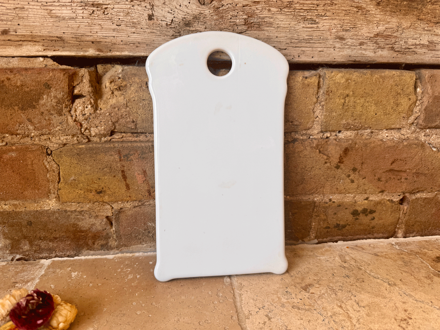vintage french plain white ironstone onion cutting board