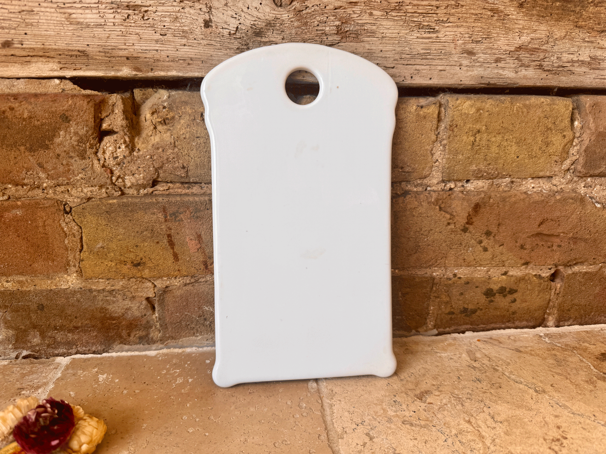 vintage french plain white ironstone onion cutting board