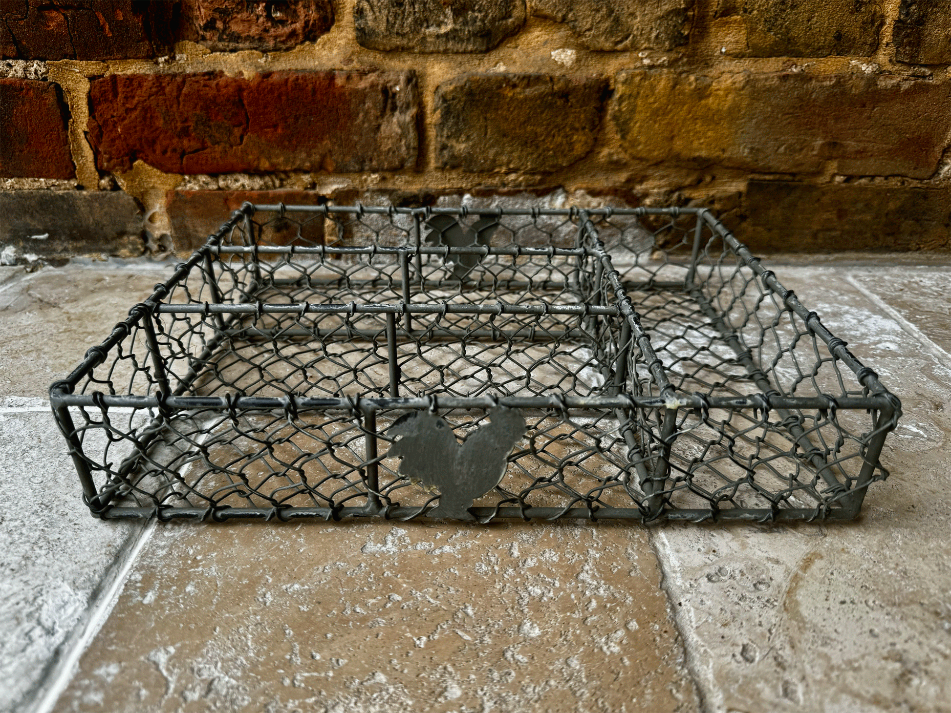 vintage french wirework cutlery drawer tray hen chicken decoration