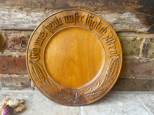 vintage german bread board plate platter give daily bread taglich brot motto