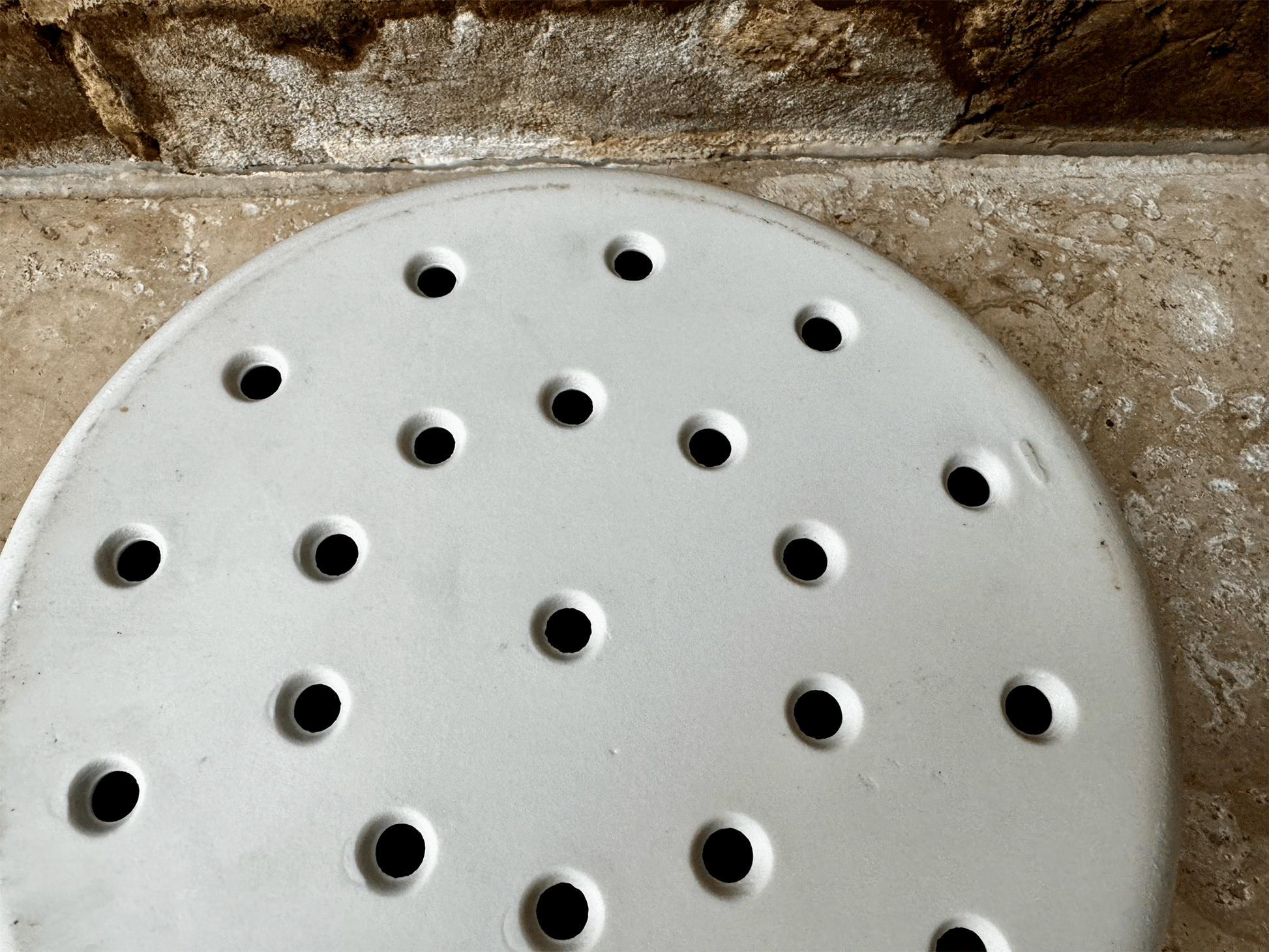 vintage french large white stoneware pierced drainer strainer bowl