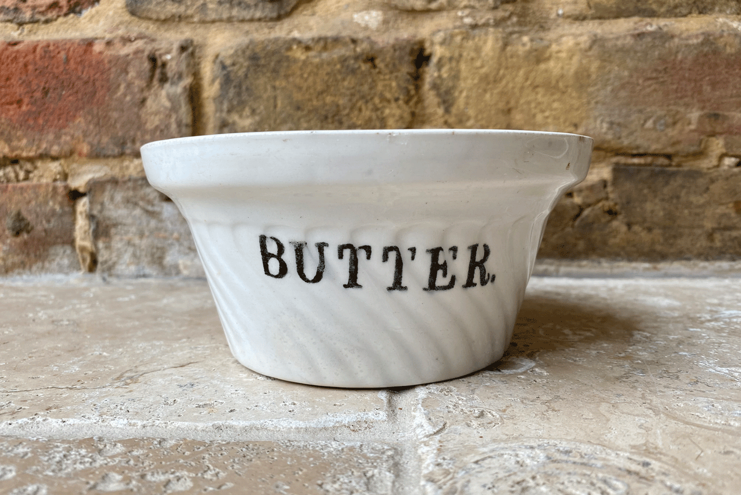 rare antique edwardian white ironstone butter dish black transferware label