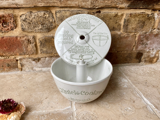 rare antique edwardian white ironstone advertising pudding bowl grimwades quick cooker