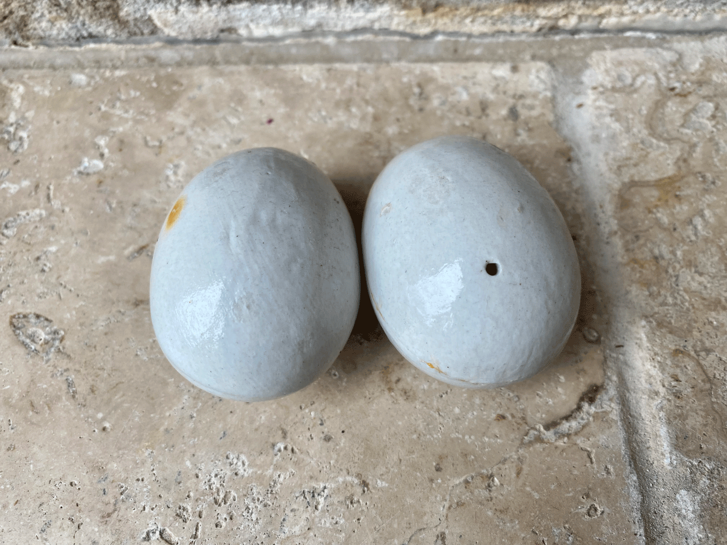 rare antique blue white ironstone dummy broody chicken laying egg