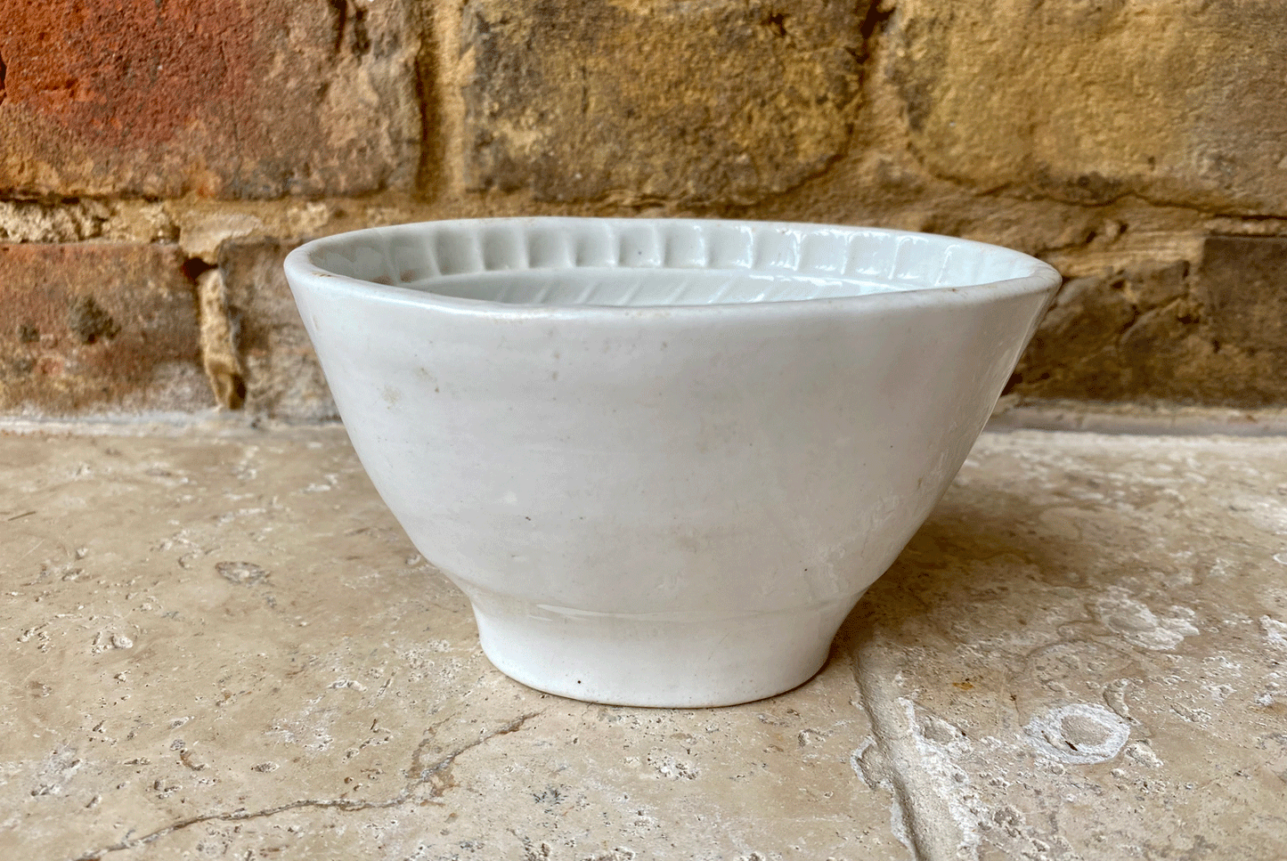 antique early 29th century white ironstone jelly mould wheatsheaf pattern shape decoration