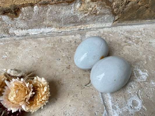 rare antique blue white ironstone dummy broody chicken laying egg