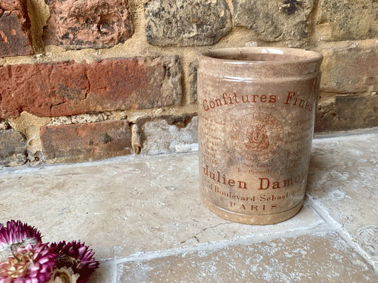 antique french rare scarce white ironstone advertising confiture pot large julien damoy