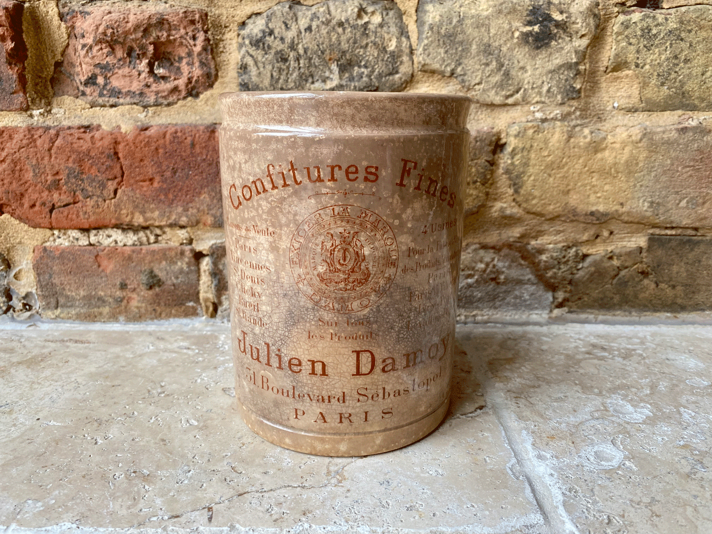 antique french rare scarce white ironstone advertising confiture pot large julien damoy