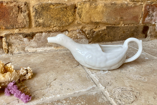 antique french early 20th century porcelain duck pouring sauce dish gravy boat