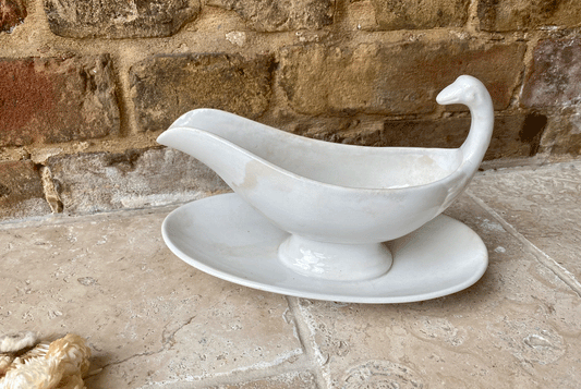 antique french sarreguemines white ironstone ravier sauce dish gravy boat sarreguemines