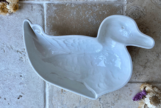 antique 1930s villeroy boch german white ironstone duck jelly mould
