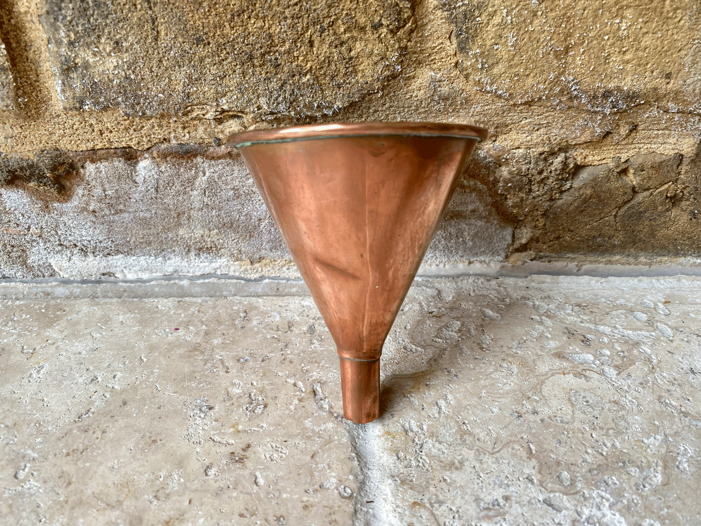 small antique copper kitchen funnel