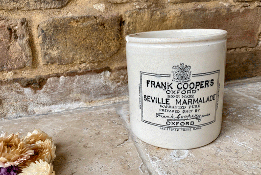 large antique english white ironstone advertising pot chippy two pound frank cooper oxford marmalade