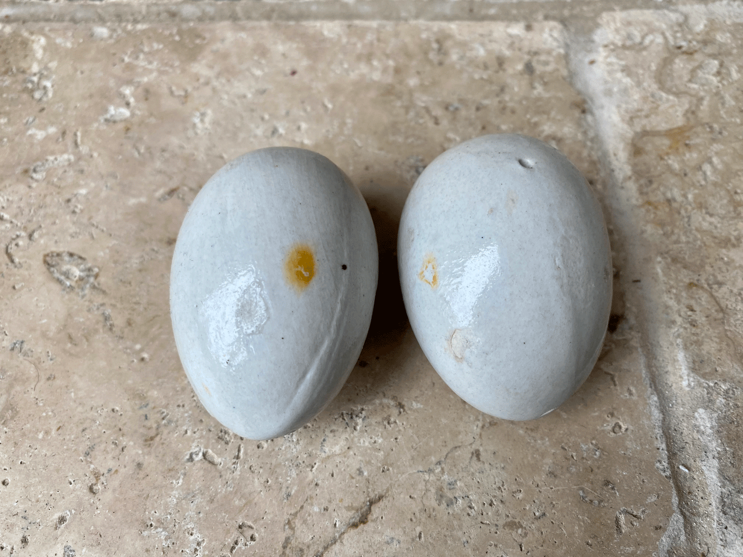 rare antique blue white ironstone dummy broody chicken laying egg