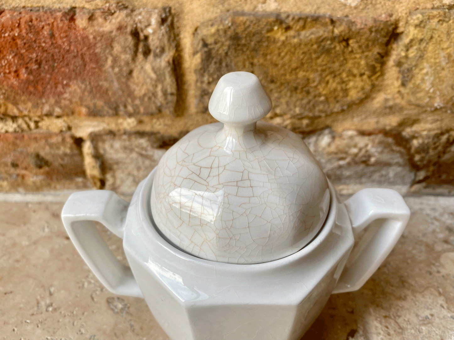 vintage mid century white ironstone sugar bowl dish pot grindley
