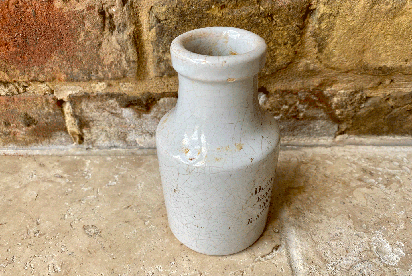 rare antique french large white ironstone transferware mustard advertising pot moutarde bordin