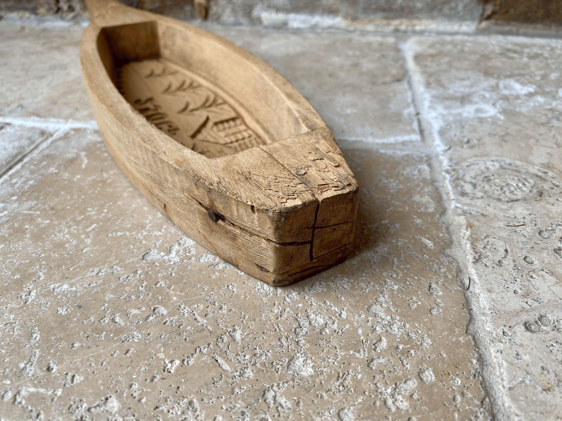 antique french wooden treen butter brick mould alpine chalet forest