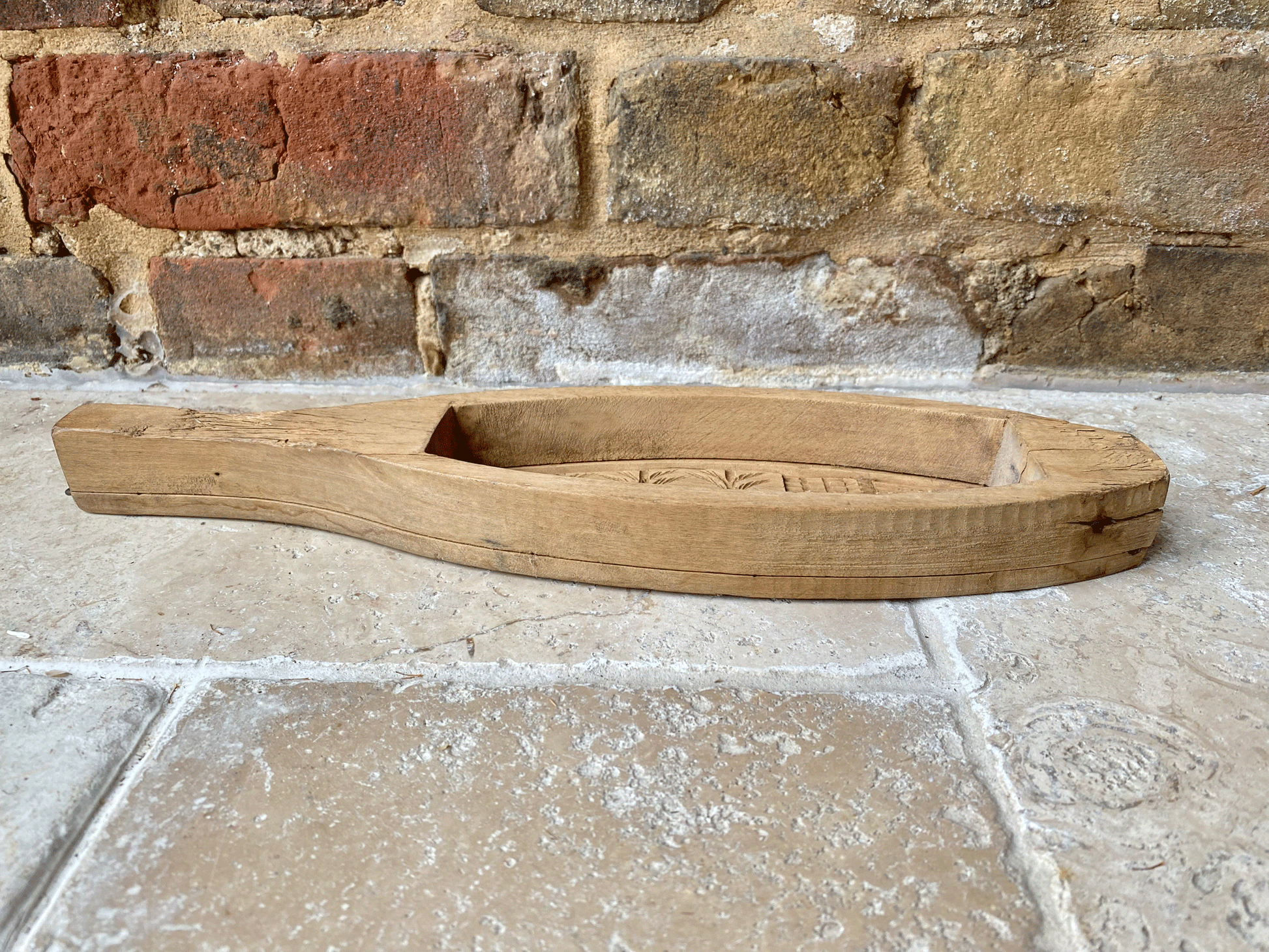 antique french wooden treen butter brick mould alpine chalet forest