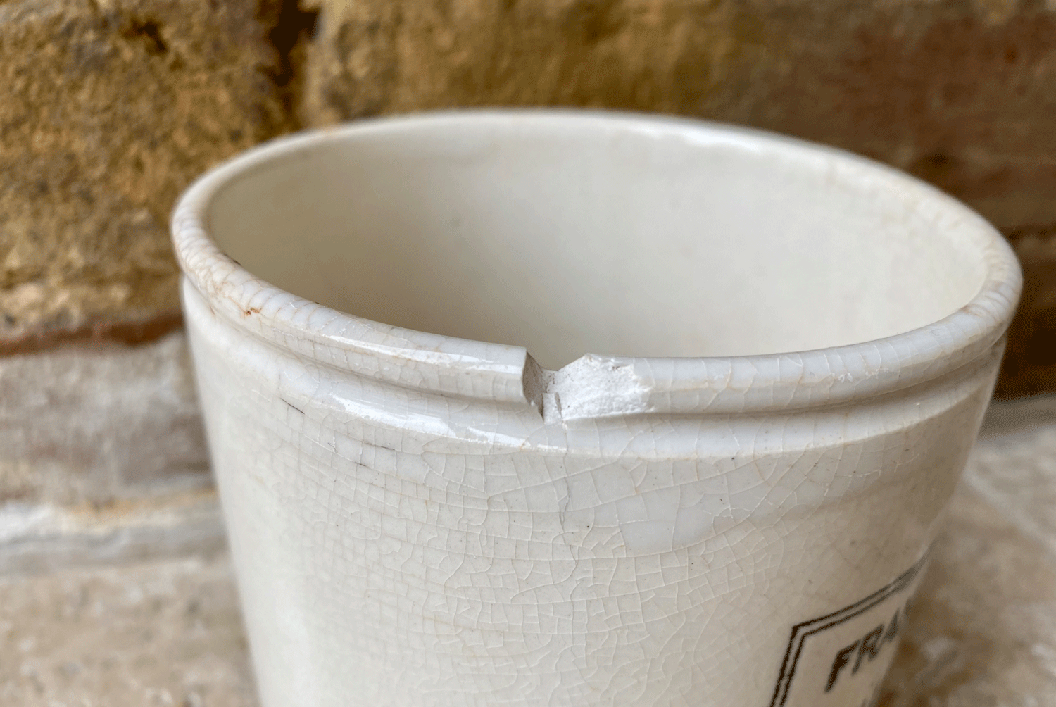 large antique english white ironstone advertising pot chippy two pound frank cooper oxford marmalade