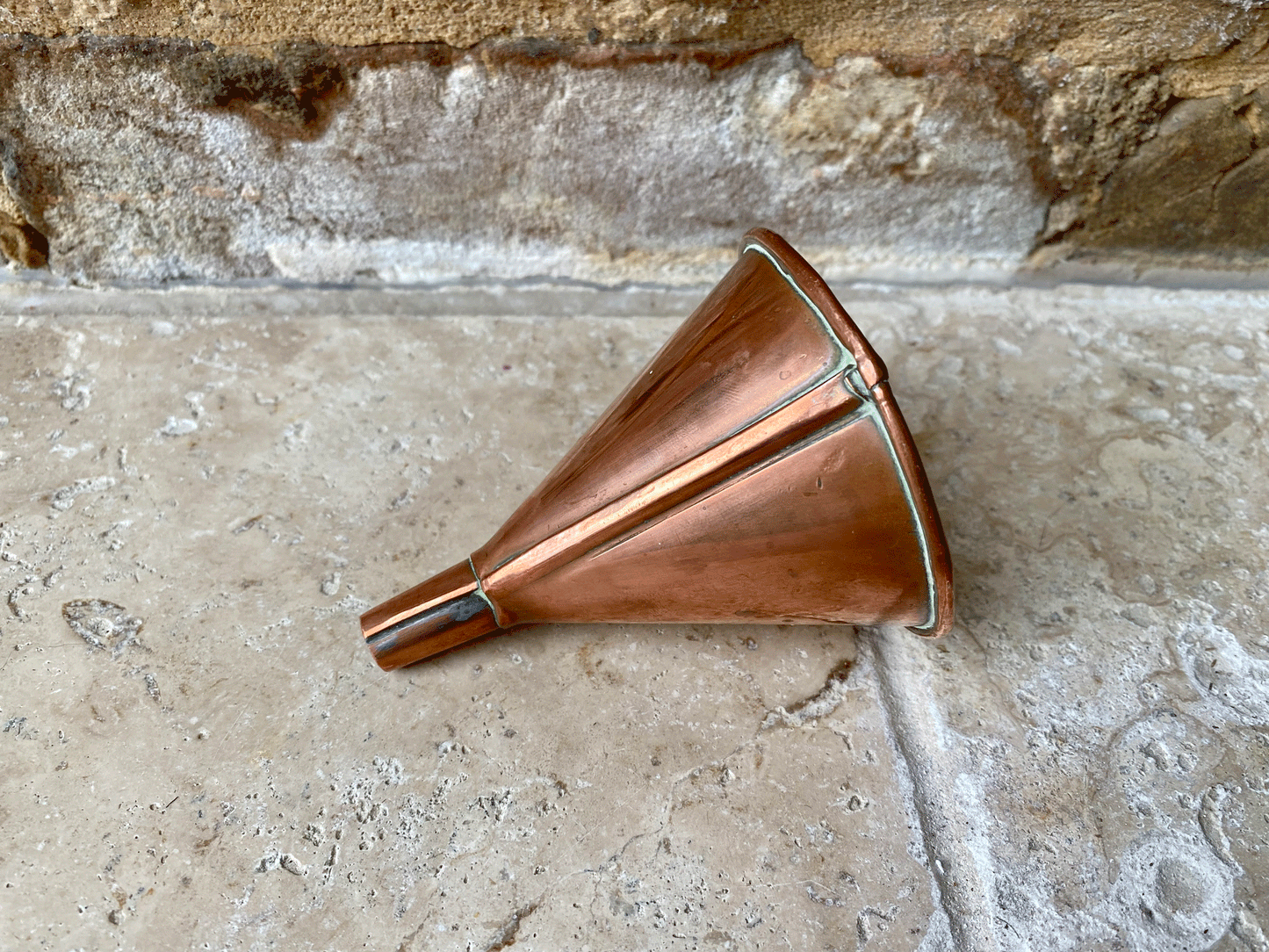 small antique copper kitchen funnel