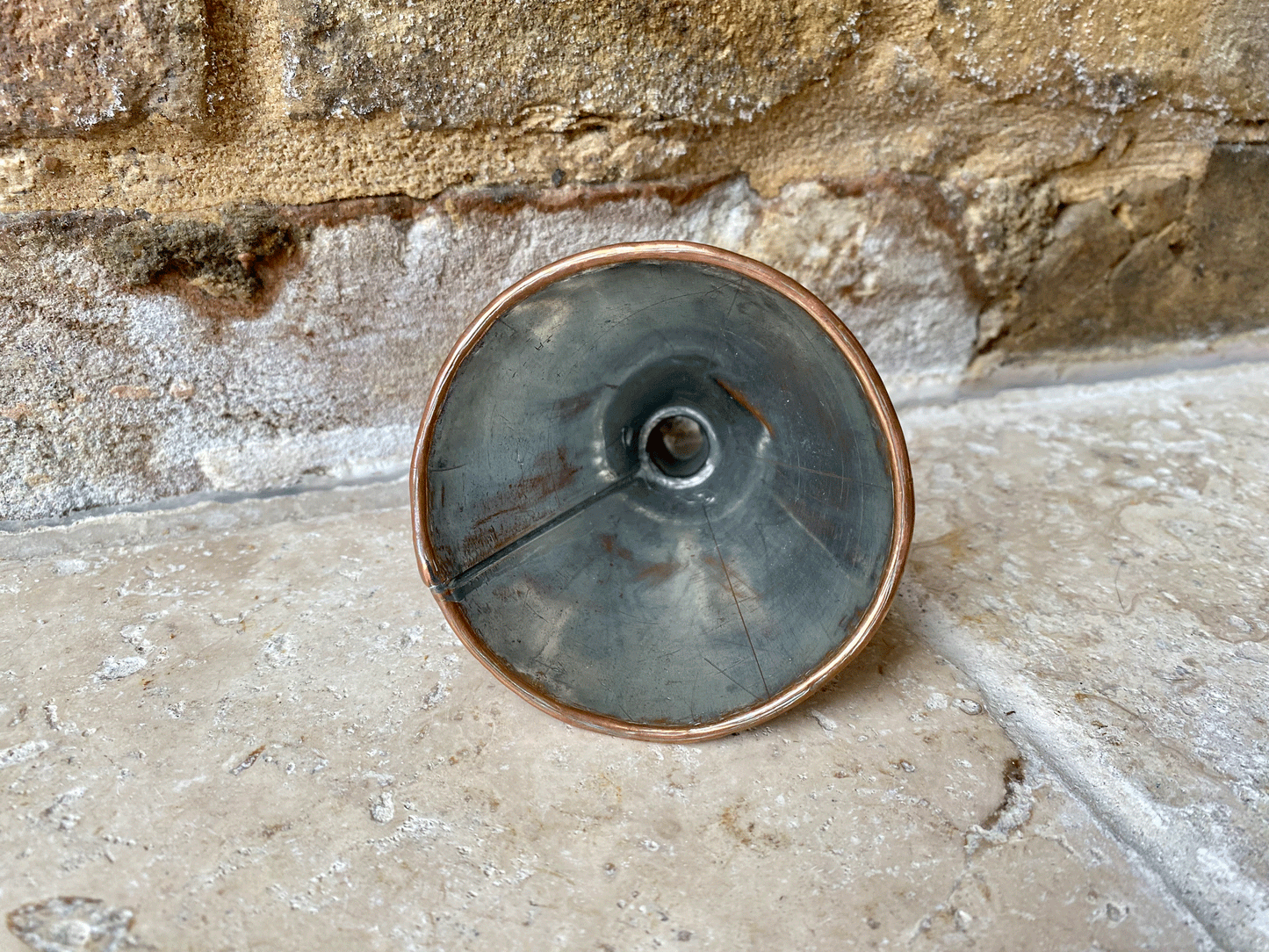 small antique copper kitchen funnel