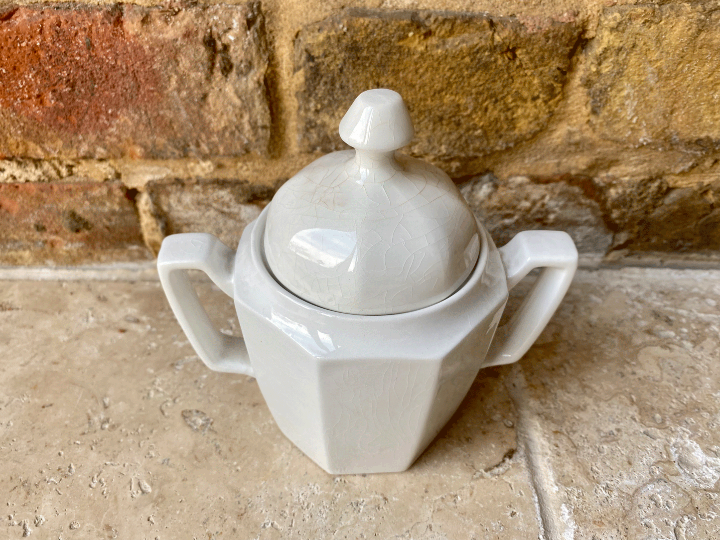 vintage mid century white ironstone sugar bowl dish pot grindley